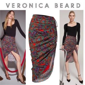 NWT - Veronica Beard Ari Floral Paisley Silk Skirt Sz 10 |color BLACK RED